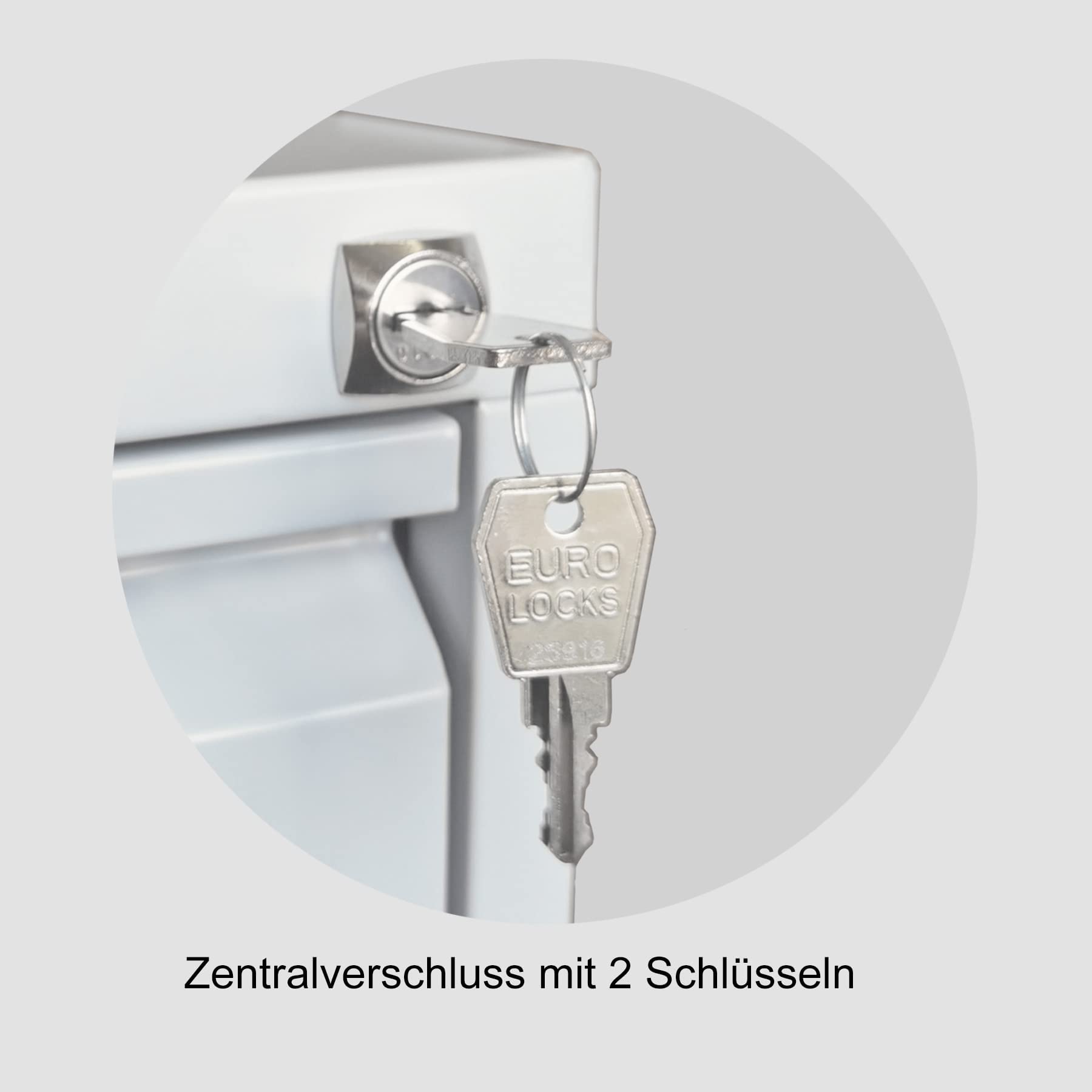 Schrank & Stuhl Hängeregisterschrank doppelbahnig – Hängemappenschrank mit 4 Schüben für DIN A4, abschließbar, Lieferung komplett montiert, 132 x 76 x 62 cm, Grau