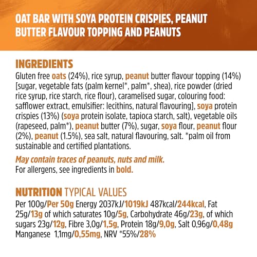 JB's Trek High Protein Flapjack Peanut Butter - Gluten Free - Plant Based - Vegan Snack - 50g x 16 bars - Image 7