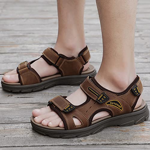 Men's Sandals Leather Open Toe Beach Sandal, Men's Sport Outdoor Hiking Sandals, Lightweight Trail Walking Casual Sandals Water Shoes3