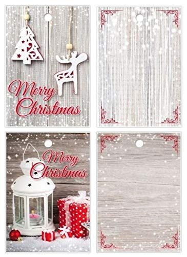 Lot De 25 étiquettes Cadeau De Noël - 5 Motifs Nostalgiques - Carton 300g/m², Perforées - Fabriqué En Allemagne (52x74 Mm)