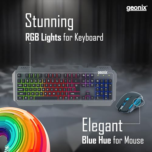 Geonix Cruiser CX1 Wired Keyboard and Mouse Gaming Combo with Stunning ARGB Lights, Durable Aluminium Chassis Keyboard, Upto 3600 DPI, PVC Cable,... - Image 2