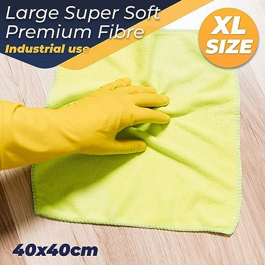 Image of DCS Microfibre Cleaning Cloth, Assorted, Pack of 12, Large Size: 40x40cm. Super Soft Premium Streak Free Washable Cloth Duster for Kitchen, Bathrooms, Surfaces, Mirrors, Car, Motorbike