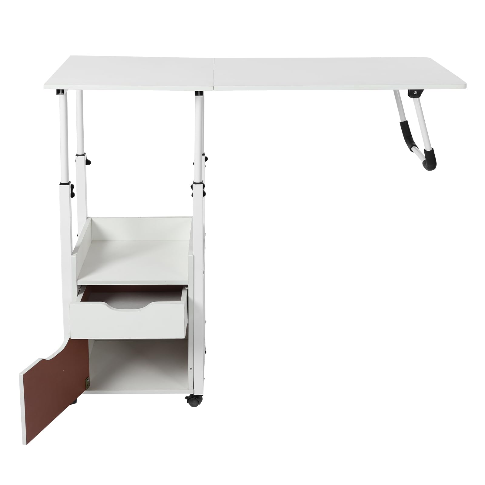 Mesa De Cama Móvil, Mesa De Cama Ajustable Para Ordenador Portátil, Mesas De Recogida Con Ruedas Con Cajones, Escritorio De Ordenador Portátil Ajustable En Altura Para Hogar, Oficina Y Estudios
