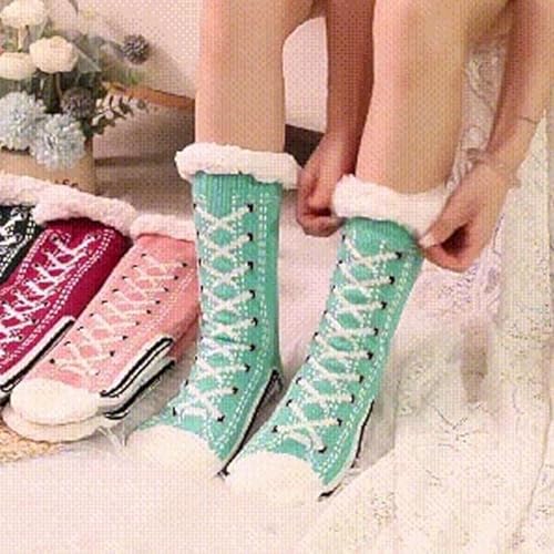 Ultra-Thick Cashmere Slipper Home Socks, Knitted Thick Fleece Lined Grippers Fuzzy Socks, Christmas Slipper2