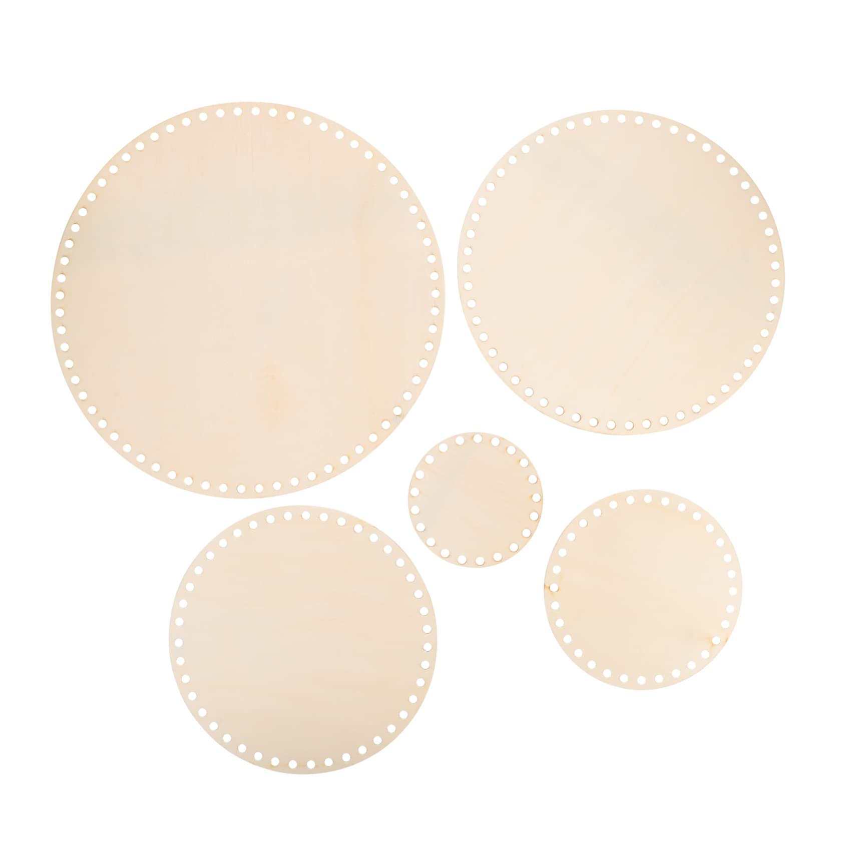Sewroro 5Pcs Wooden Basket Bottom Round Crochet Base for Crafting Durable Weaving Supplies for Beginners for Cross Stitch and Embroidery Projects