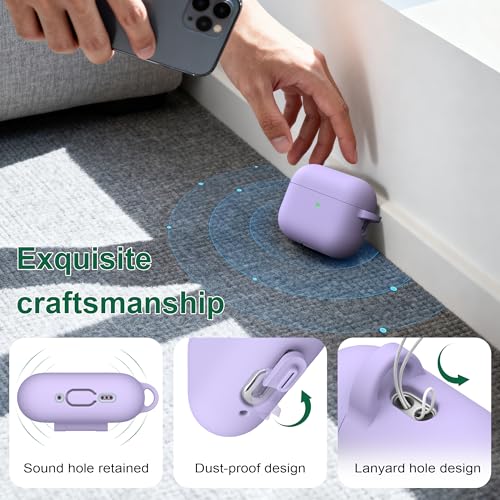 Image of R-fun for AirPods Pro 3rd Generation Case with Cleaner Kit, Soft Silicone Protective Case Cover for Apple AirPod Pro 3 for Women Men, AirPods Pro Case Accessories with Keychain, Banana Violet