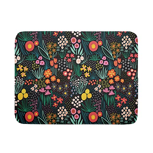 Giwawa Colorful Flowers Dish Drying Mats for Kitchen Counter 18 X 24 Inch Spring Floral Microfiber Dish Mat, Reversible Dish Drainer Mats Countertops Protector Pad