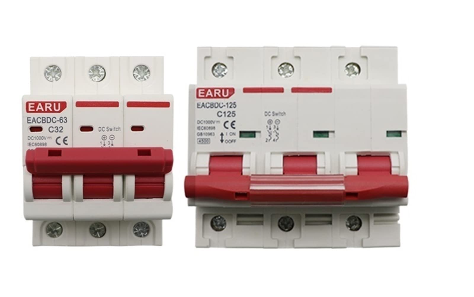 VSPPJYFG 10pcs DC 1000V 3P Solar Mini Circuit Breaker Overload Protection Switch 6A 16A 20A 25A 32A 50A 63A 80A 100A 125A Photovoltaic PV MCB(32a)