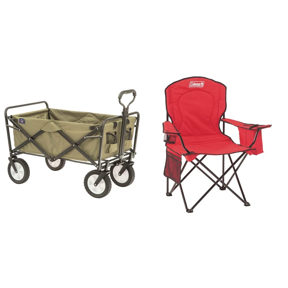 Mac Sports Folding Steel Frame Garden Utility Wagon Cart, Green (for
