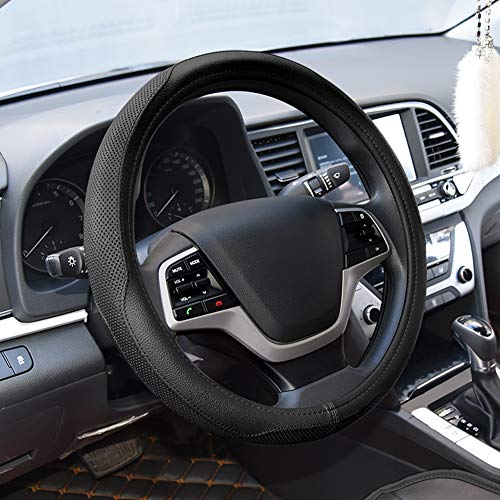 Ylife Microfiber Leather Car Steering Wheel Cover, Universal 15 inch Breathable Anti Slip Auto Steering Wheel Covers (Dark)