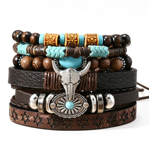 Image of GUSTAVE Bracelet for Man Punk Rock Studded Bracelets Black Leather Cuff Bracelet for Men Women Adjustable Goth Bracelets 80s Retro Style Wristband Halloween Party Accessories