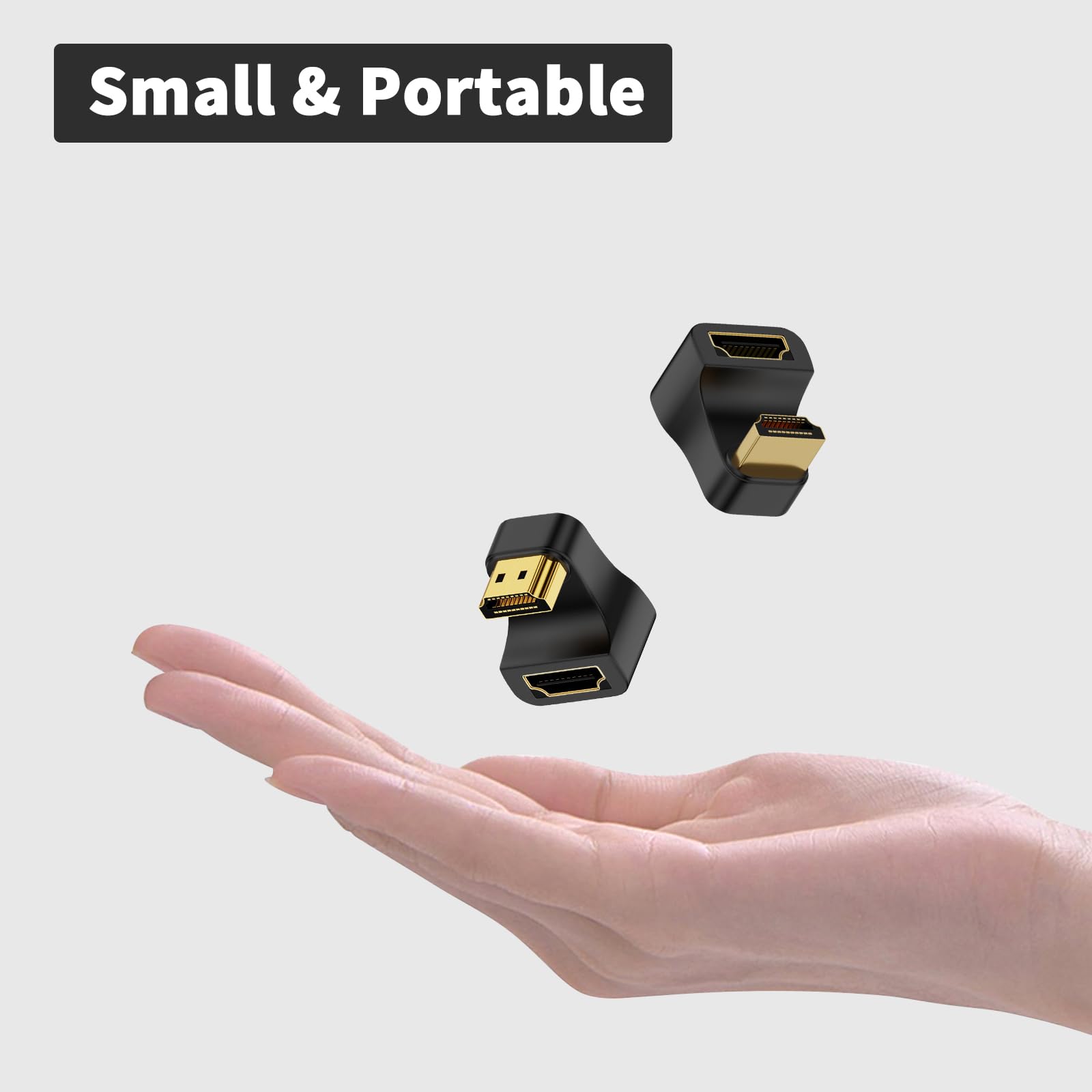 Duttek Adapter HDMI 180 stopni i adapter HDMI 2.1 270 stopni, 8K w kształcie litery U HDMI męski na żeński adapter przedłużający 48 Gb/s 8K przy 60 Hz UHD2.1 3D, do monitora HDTV, projektora, laptopa