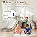 10-in-1 Toddler Slide Playset,Indoor Playground for Kids 1-3 and Toddler Outdoor playset with Golf Set, Basketball Hoop, Climbing Frame, Drawing Board and Steering Wheel, Gray & White