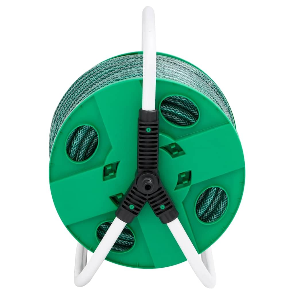 Carrete de Manguera de pie con Set racores PVC Verde 0,5" 30 m,Accesorios de Organización y Almacenamiento de Herramientas,Soporte de Manguera de jardín,4.99kg-3281511