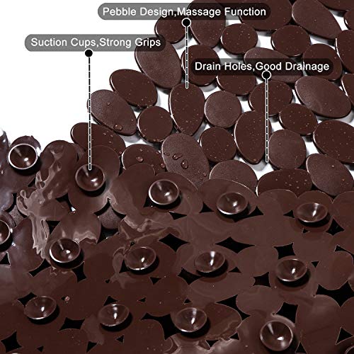 Treebud Pebble Bathtub Mat, 35 X 16 Inches Non Slip Bath Mat For Shower Tub With Drain Holes And Suction Cups, Machine Washable Bathroom Mats (Brown) #TOP1
