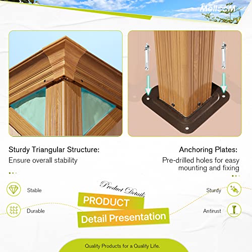 Mellcom 14' X 20' Hardtop Gazebo, Wooden Finish Coated Aluminum Frame Gazebo With Galvanized Steel Double Roof, Brown Metal Gazebo With Curtains And Nettings For Patios, Gardens, Lawns #TOP3