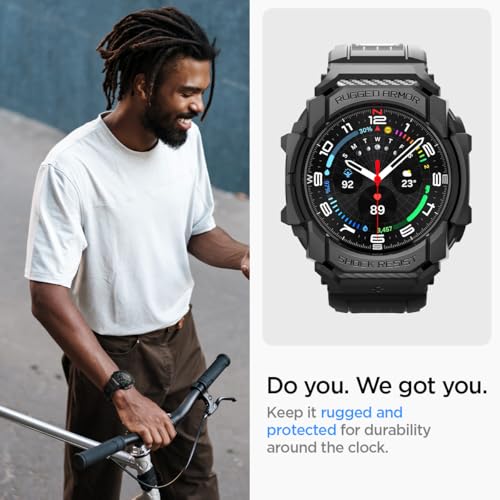 Spigen Rugged Armor Pro Designed for Samsung Galaxy Watch Ultra 47mm Case with Band Protective TPU Cover with Strap (2025/2024) - Matte Black by Spigen - Used condition - Image 3