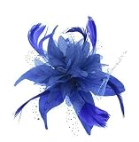 Montado sobre un peine. Azul Flor Estrella Tocado con Azul Francia Plumas En peineta para Especiales Salidas