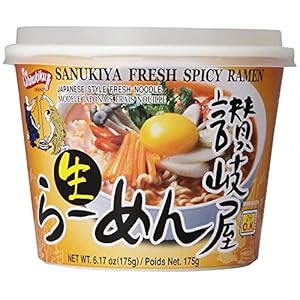 Shirakiku Sanukiya Instant Noodle Cups (Ramen Spicy, Pack of 6)