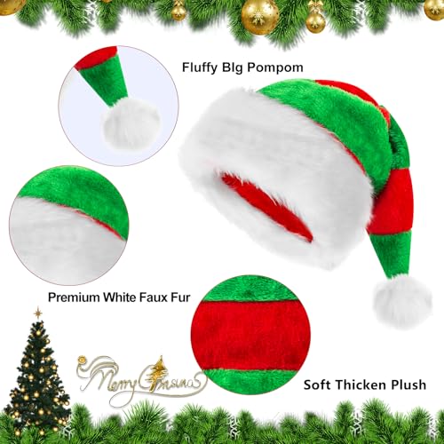 Eoocan Christmas Hat for Adult, Unisex Thicken Comfortable Plush Santa Hat for Christmas New Year Fe