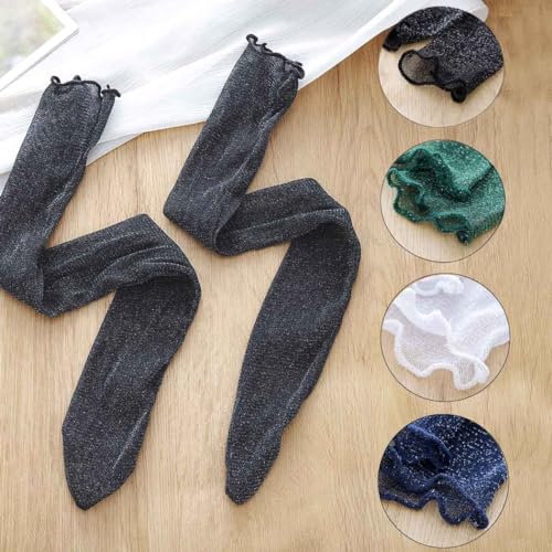 5 Pairs Sparkly Socks Sheer Glitter See Through Socks Colorful Sheer Lace Sock for Women3