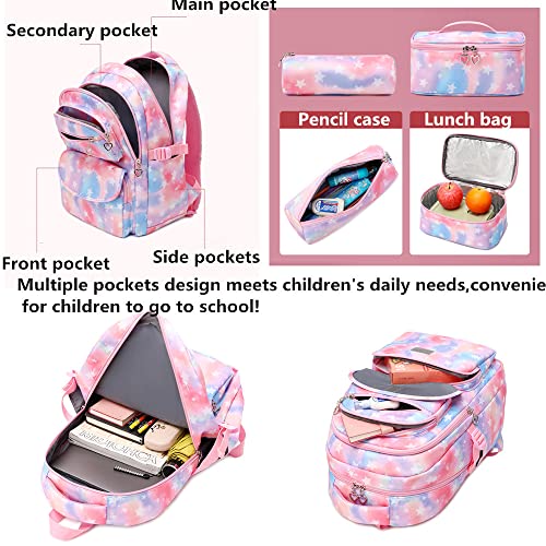 Star-Print School Backpack Set With Lunch Kits Bookbag For Teenager Girls 3Pcs Schoolbag For Primary Student #TOP3
