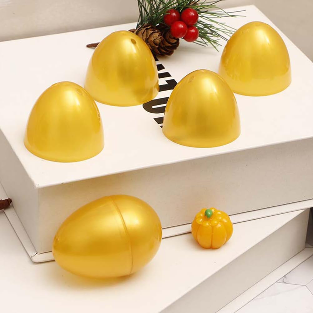 ABOOFAN 48Pcs Golden Plastic Easter Eggs Fillable Easter Eggs Large Eggs Empty for Easter Hunt, Easter Baskets Stuffers Fillers, Filling Treats, Easter Party Favor Decoration, Classroom Prize