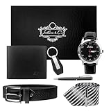 Gift Sets for Men (6 in1) Men Wallet Gift Set Mens Gift Box for Men Men Watch Set Wallet Set for Men Gift Box Gift Baskets for Men Birthday Mens Gift Box Set Gift Set for Him Watch Box (Tie)