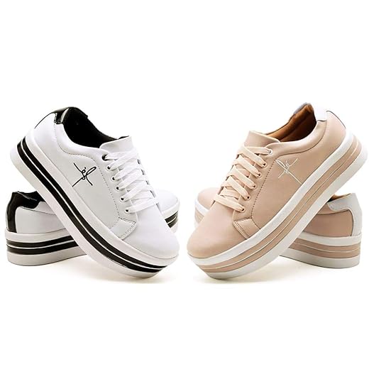 Kit 2 Tênis Feminino Plataforma Bordado Fé Anabela Exclusiva