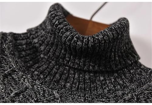 Men's Fleece Warm Cotton Turtleneck Sweater Winter Pullover High Neck Sweater3