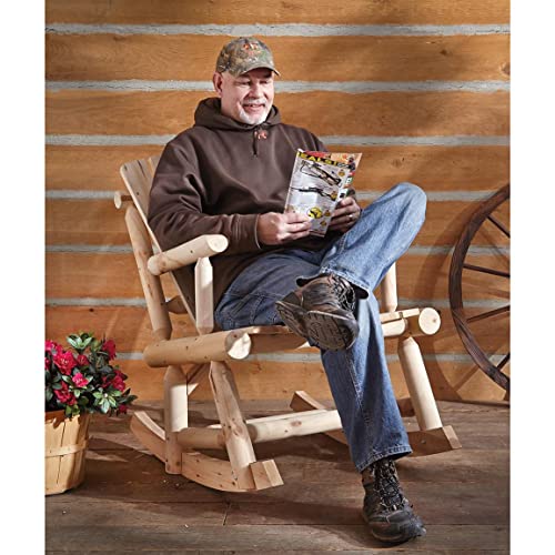 CASTLECREEK Outdoor Rocking Chair Wooden, Oversized Adirondack Rocker for Porch and Patio