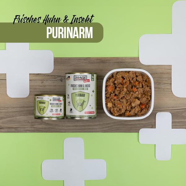 MACs Dog Vetcare Purinarm Huhn & Insekt 6 x 400g | Ohne Füll- und Zusatzstoffe | Mageres, frisches Hühnerfleisch | Für Hunde mit hohen Purinwerten
