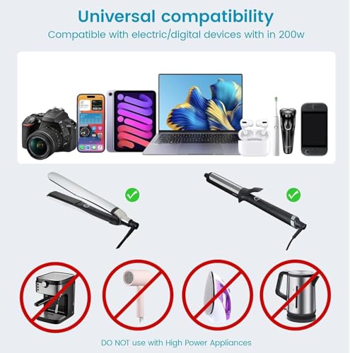 Image of BESTEK 220v to 110v Converter with USB C 35w, 300W AC Peak Voltage Converter US to Europe, Universal Travel Adapter for Hair Straightener /Curling Iron with EU UK FR DE ES AU Travel Adapter