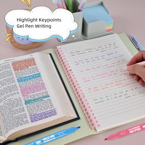 IGreis 18 Pcs Aesthetic Highlighters and Gel Pens Set - 16 Colors Dual Tip Pastel Highlighters (Chisel & Fine Tips) & 2 Pcs 3-in-1 Multicolor Gel Pens for Journaling, School Supplies, Textbooks - Image 7