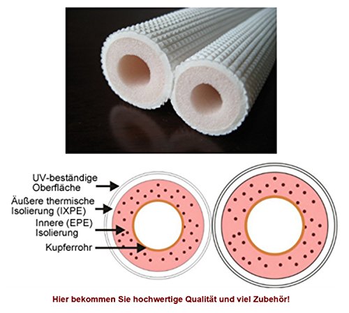 2x 5m Kupferleitung Kältemittelleitung Kupferrohr für Split Klima 9000/12000 BTU Klimaanlage Klimagerät reines Kupfer (1x 1/4 Zoll + 1x 3/8 Zoll)