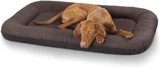 Knuffelwuff Kunstleder Hundebett Jerry XXL 120 x 85 Braun - Hundematte mit abnehmbarer Bezug - waschbar - Rutschfester Unterseite - für große, mittelgroße und kleine Hunde