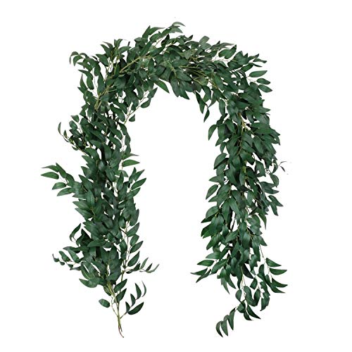 Homcomodar 2 Pack 6.5 Ft Artificial Hanging Plants Willow Leaves Vines Fake Twigs Plant Garland Stri Homcomodar 2 Pack 6.5 Ft Artificial Hanging Plants Willow Leaves Vines Fake Twigs Plant Garland Stri