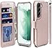 VANAVAGY Galaxy S22+ Plus 5G Wallet Case,Leather Magnetic Flip Strap Wrist Phone Cover[Screen Protector Included][Support Wireless Charging] with RFID Block Card Holder for Samsung Galaxy S22+ Plus