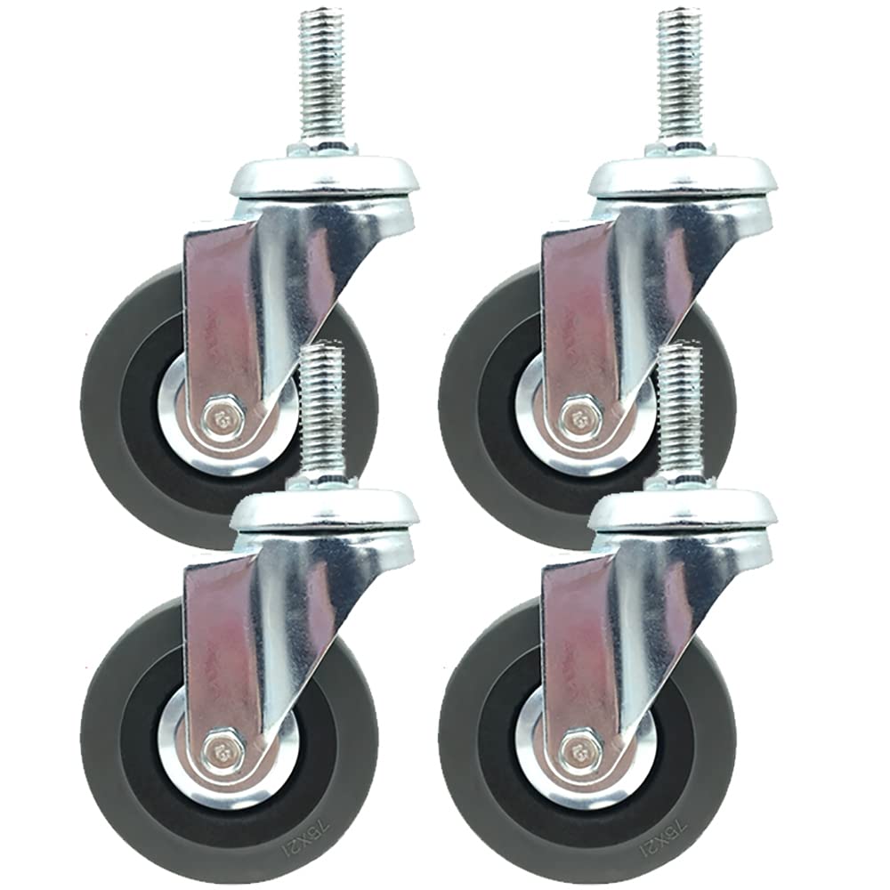 Dfhesdfd Gray Swivel Castors, M12 Stem Casters Set Of 4 3Inch Locking Brake Replacement For Furniture Trolley(,Swivel)