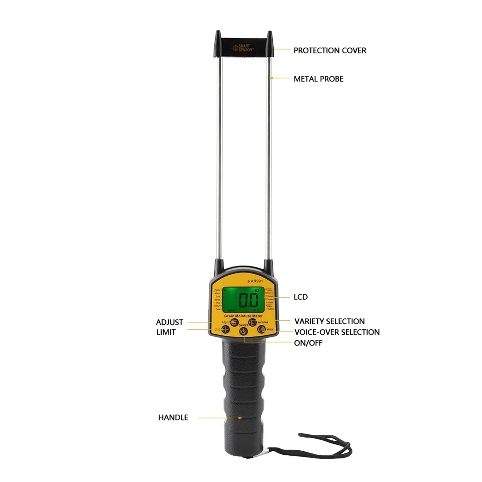 Digitales LCD-Getreidefeuchtigkeitsmessgerät for Weizen, Mais, Reis, Erdnüsse, Sojabohnen, Getreidefeuchtigkeitsmessgerät, Getreidefeuchtigkeitsmessgerät Genaue Anzeige
