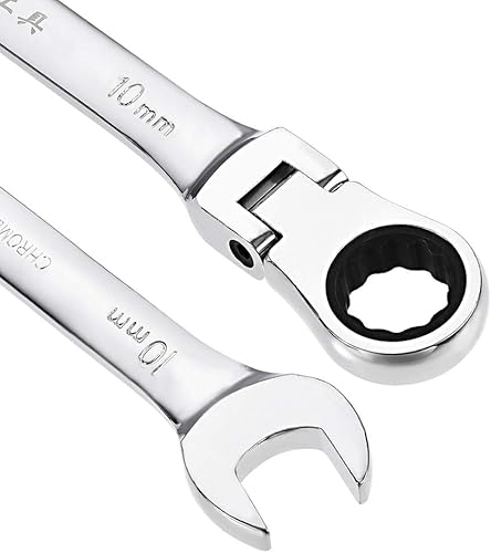 Miniatura 8 de uxcell Llave combinada de trinquete de cabeza flexible de 0.787 in métrica 72 dientes 12 puntos trinquete caja terminada herramientas de llave