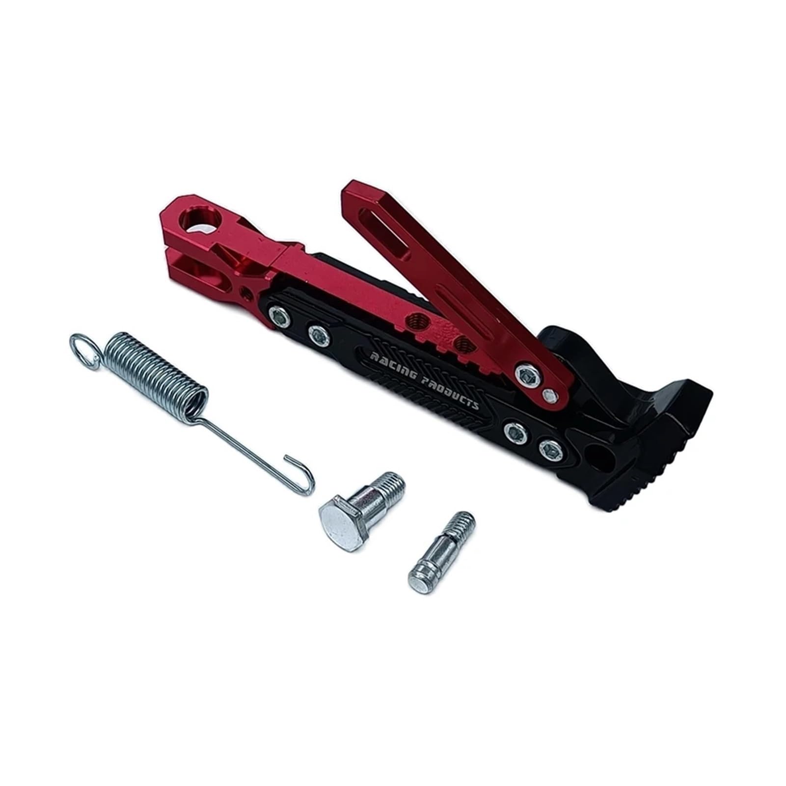 Pata de Cabra Ajustable CNC for Motocicleta, Patinete, Bicicleta eléctrica, Caballete Lateral, Soporte estacionamiento for, aleación Aluminio(Red)