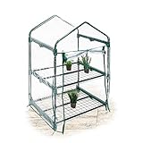 Relaxdays Anzucht Gewächshaus mit 2 Ablagen 92 x 70 x 50 cm HxBxT, Balkon Foliengewächshaus platzsparend, transparent