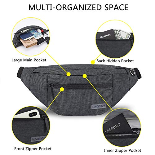 Image of Crossbody Fanny Pack Belt Bags Women Men Shoulder Sling Bag with 4-Zipper Pockets,Gifts for Enjoy Sports Festival Workout Traveling Running Casual Hands-Free Waist Pack Carrying All Phones, Large