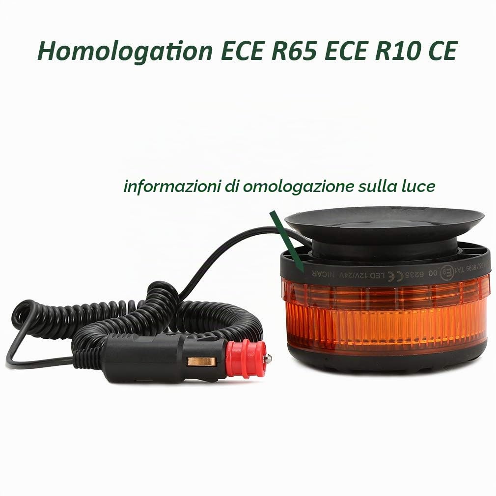 D-TECH LED 12/24V luce lampeggiante Luce LED Stroboscopica d'emergenza con magnete per camion Rimorchio Trattore Veicolo Auto SUV
