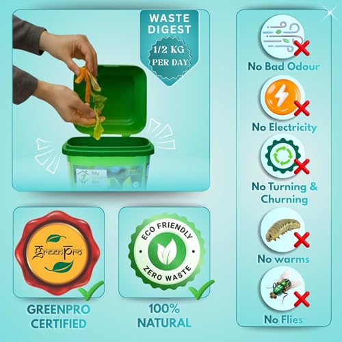 Image of Green rich Organic Composter 25 ltrs + 1 Bag Microbes (5 ltrs) - Convert Kitchen Waste to Manure