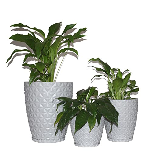 Kit 3 Vasos Planta Decorativo Jardim Coluna Diamante 0,1 e 2 Cor:...