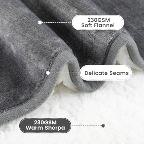 PETTOM Fleece Hundedecke wasserdichte Haustierdecken, weicher Plüschüberwurf für Katzen Welpen Schützt Couch, Stühle, Auto oder Bett vor Verschütten, Flecken - Maschine waschbar, 152 x 127 cm,Grau