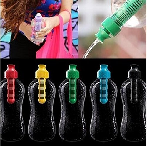 Drhob New 550ML Water Bobble Hydration Filter Bottle Outdoor Hiking Gym Filtered Drinking