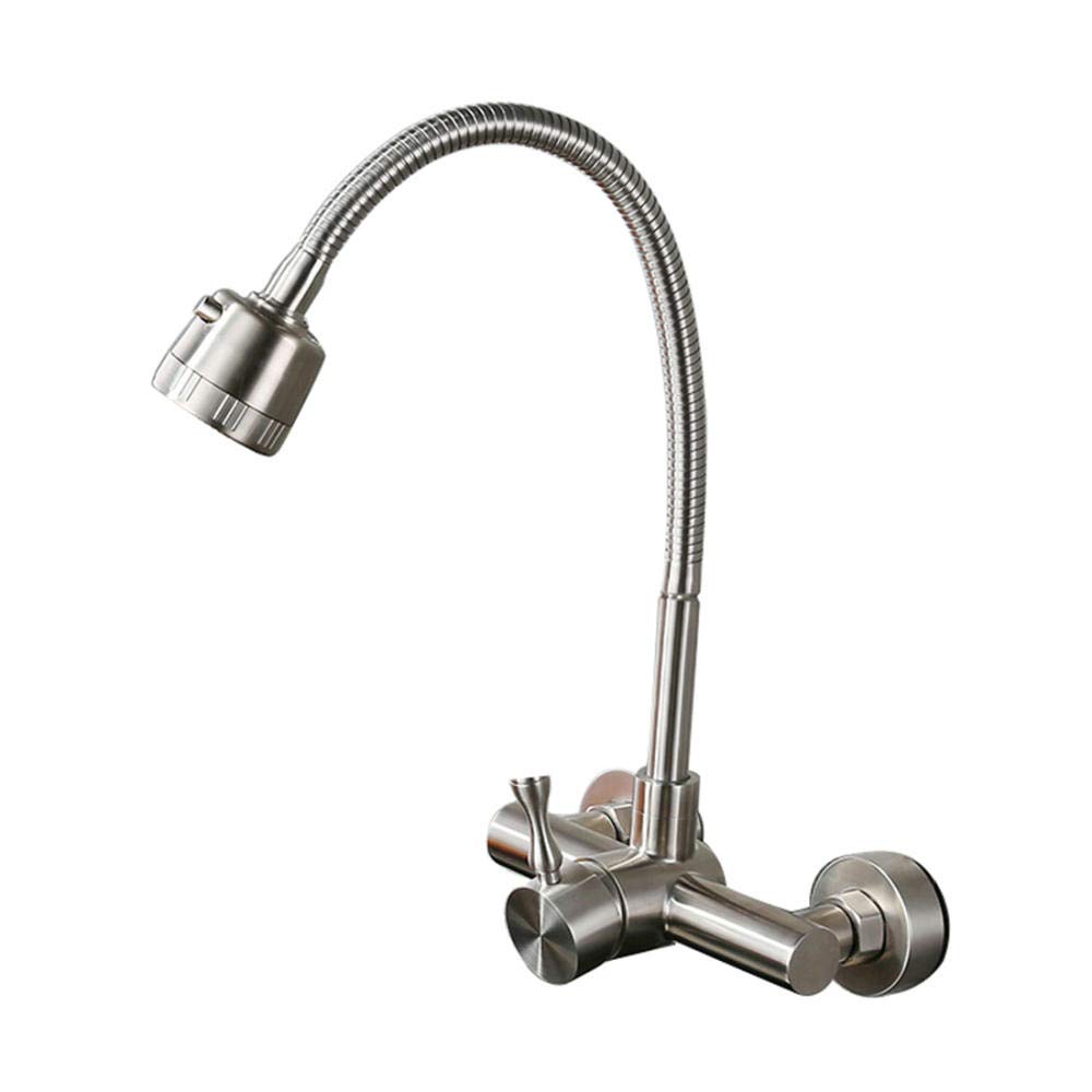 Robinet de cuisine mural encastré mitigeur rotatif en acier inox 304 pour évier et buanderie